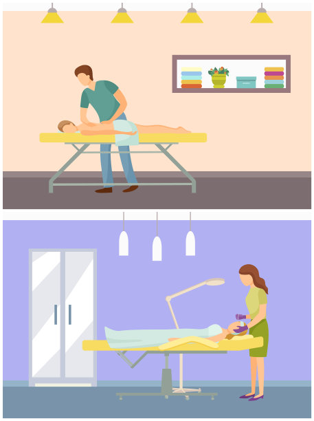 化妆师美容程序按摩向量图片下载