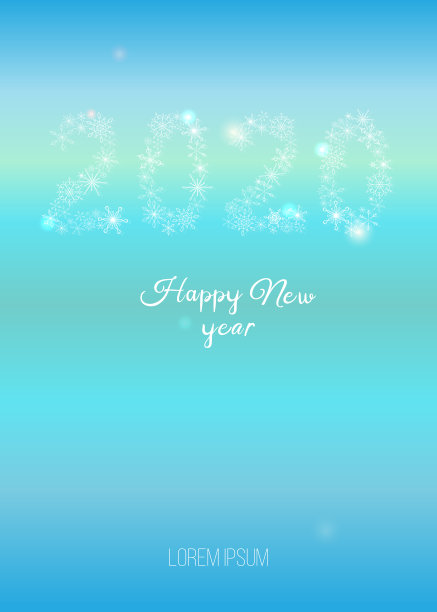 时尚的矢量插图与雪花和数字2020在蓝色的背景。图片下载