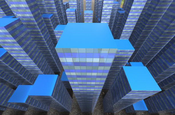 从鹰的视角的城市景观的3d插图图片下载