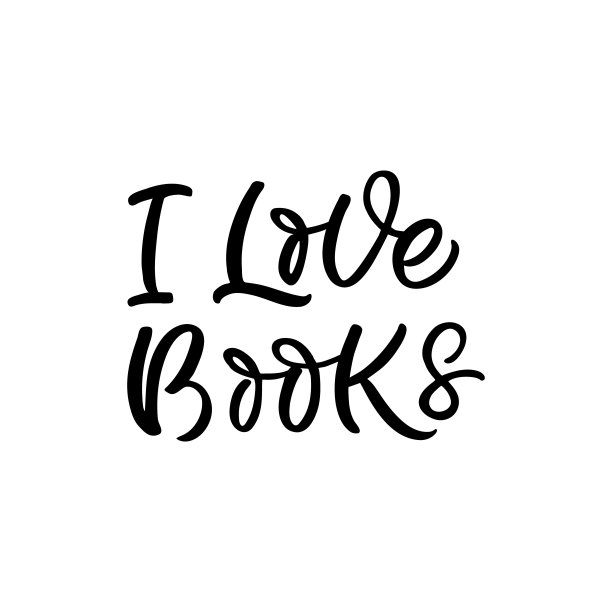 手绘字母卡片。题词是:我爱书。完美的设计贺卡，海报，t恤，横幅，打印邀请。图片下载