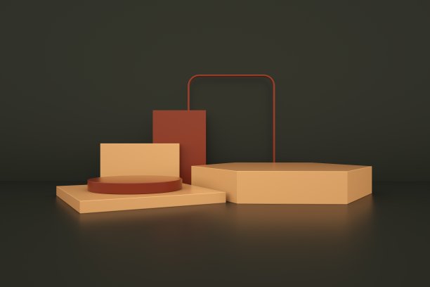 3d渲染图像的抽象彩色几何形状的背景，现代极简模型的讲台展示或展示图片下载