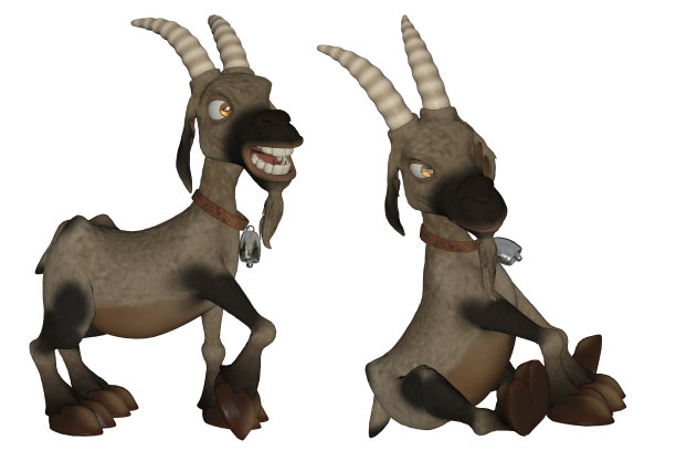 一套卡通山羊孤立在白色，3d渲染。图片下载