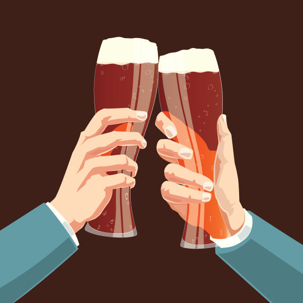 啤酒协议吐司矢量插图图片下载
