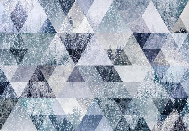 抽象的三角形马赛克背景:冬季的场景在山区，意大利阿尔卑斯山，瓦尔赛西亚图片下载