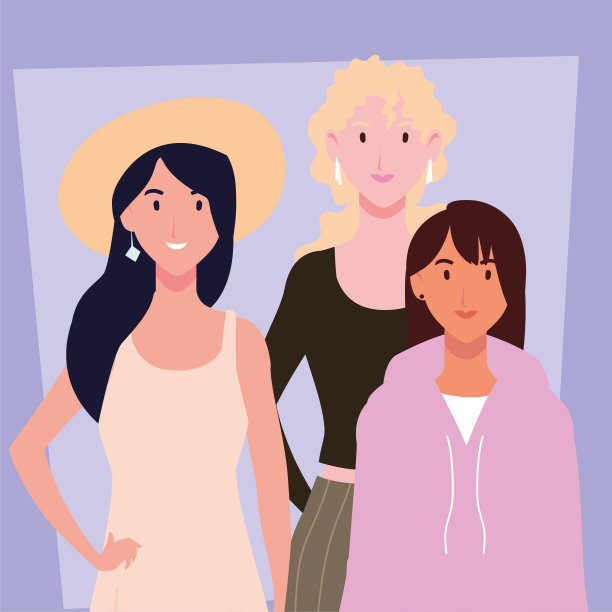 不同姿势的女人的卡片图片下载