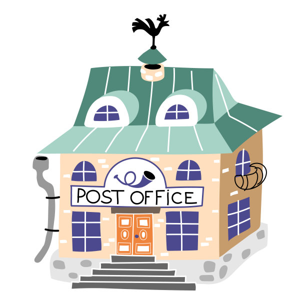 邮局平面矢量插图图片下载