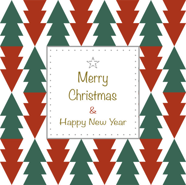 圣诞快乐和新年贺卡，圣诞树图案背景，矢量/插图图片下载