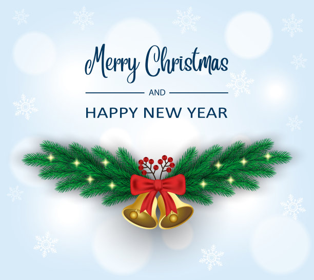 用铃铛和红丝带装饰的圣诞装饰品图片下载