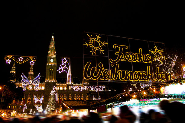 维也纳的圣诞市场。奥地利。图片下载