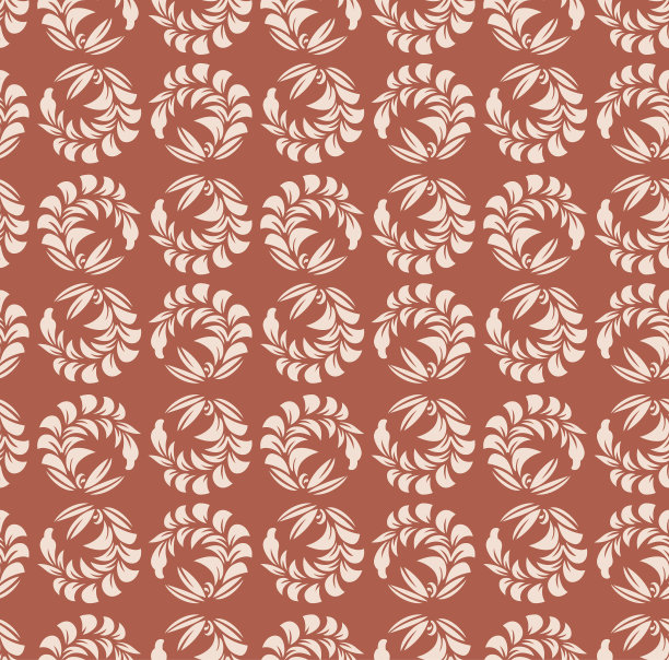 日本棕叶圆无缝图案图片下载