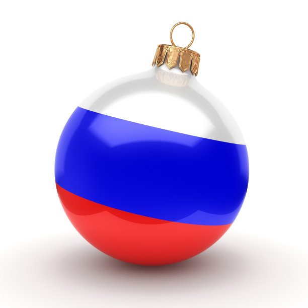 3D渲染圣诞球与俄罗斯国旗图片下载