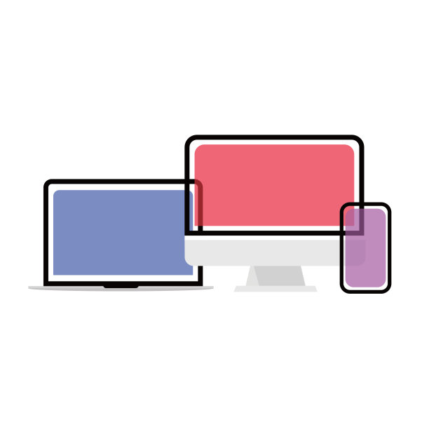 设备。显示器，手机和笔记本电脑的颜色在一个白色的背景图片下载