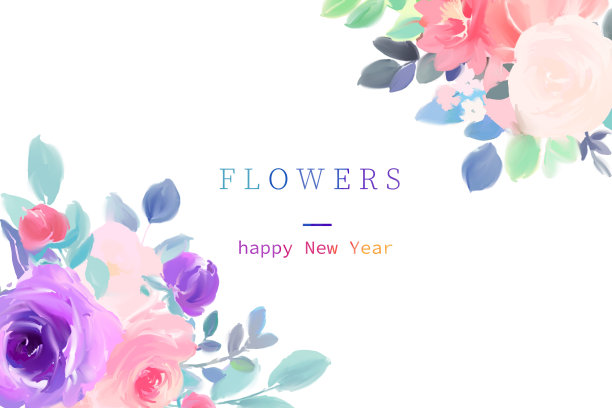 优雅美丽的水彩玫瑰花束图片下载