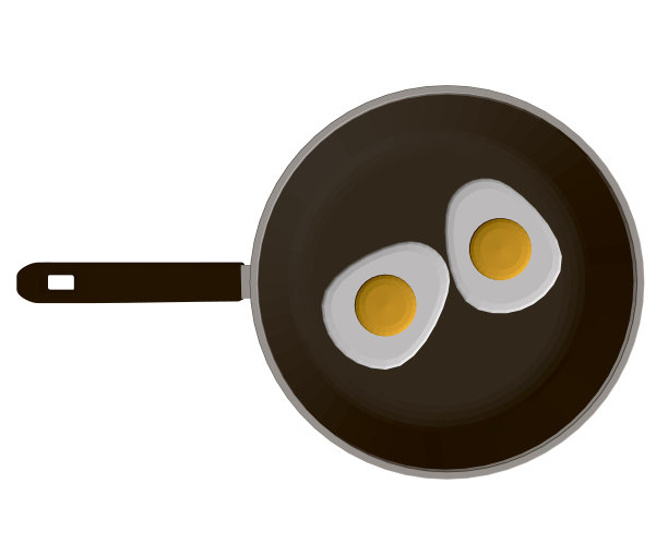 真实的煎蛋平底锅。从以上观点。3 d。矢量图图片下载
