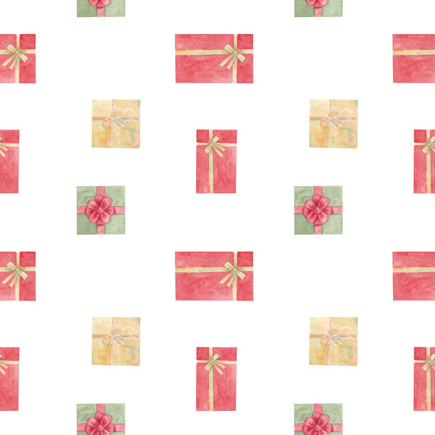 圣诞礼品盒水彩图案图片下载