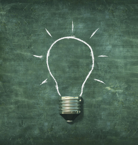用玻璃画在黑板上的灯泡。3 d渲染图图片下载