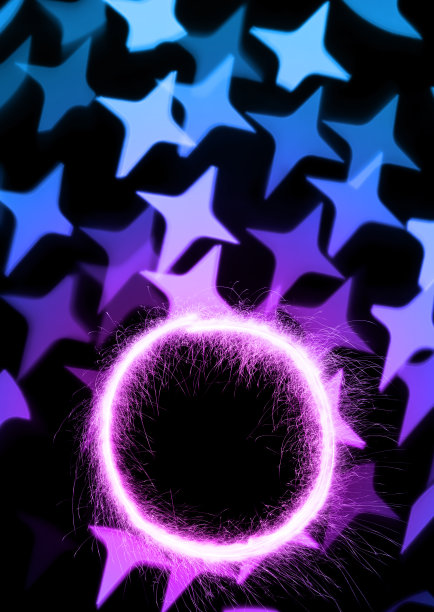 闪闪发光的圆形框架与星形散景图片下载