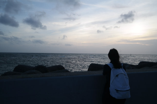 独自眺望大海的旅行者图片下载