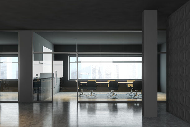 灰色玻璃会议室内部图片下载