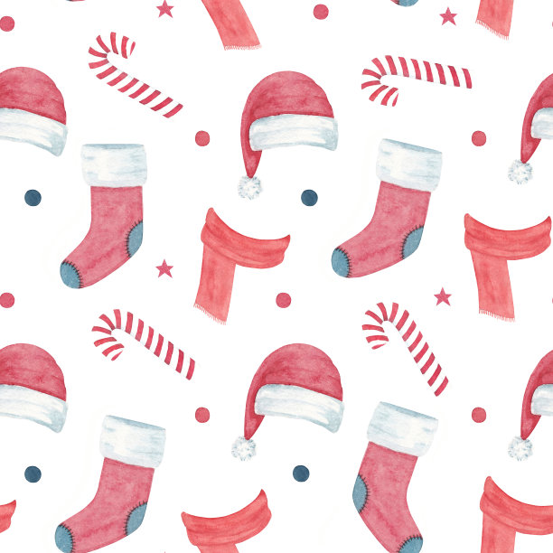 水彩图案与圣诞元素图片下载