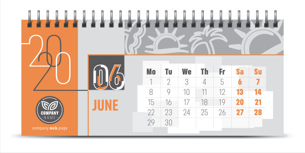 2020年日历模板。矢量和排版计划日记在极简主义风格。图片下载