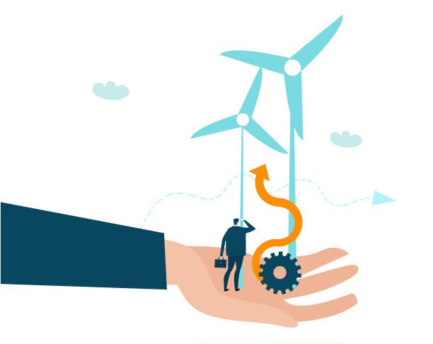 人们利用风能发电。风力涡轮机。替代能源，生态友好的未来，安全的地球概念。图片下载