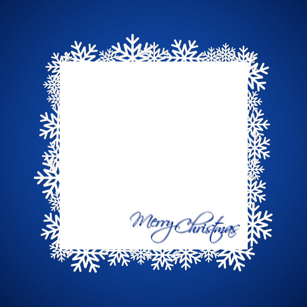 蓝色圣诞礼品卡，圣诞快乐雪花背景与空间为您的愿望，现代假日矢量插图图片下载