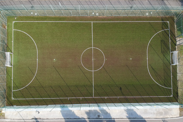 鸟瞰图的足球场在一个公共公园内的一个城镇图片下载