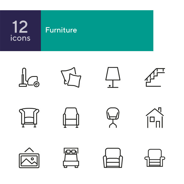 家具线条图标集图片下载