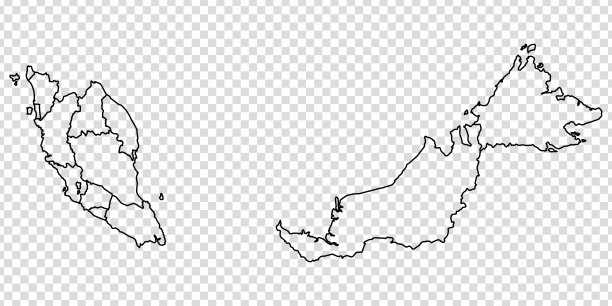 空白的马来西亚地图。高质量的马来西亚地图与省份在透明的背景为您的网站设计，标志，应用程序，UI。亚洲。股票向量。EPS10。图片下载