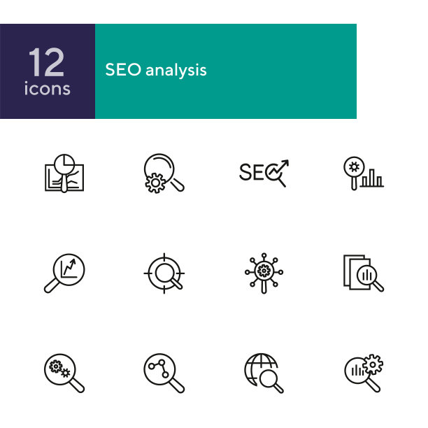 SEO分析线图标集图片下载