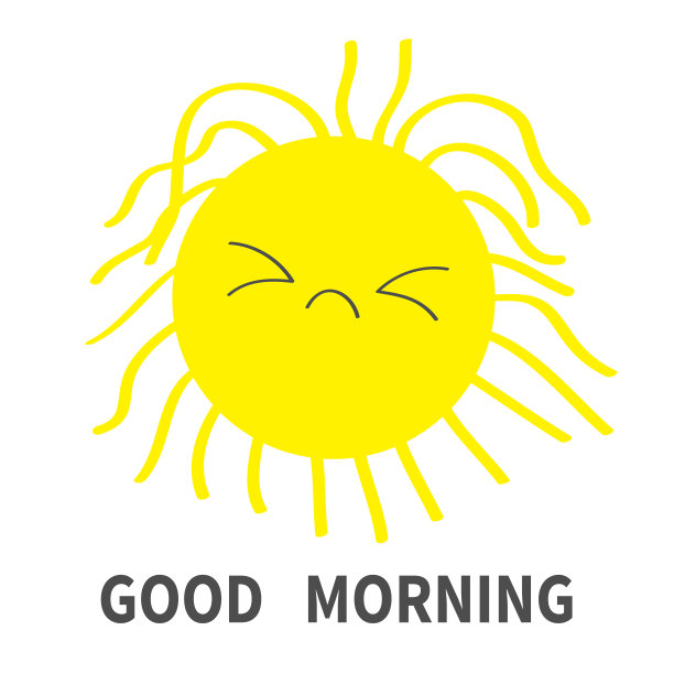 沉睡的太阳照耀图标集。早上好。卡哇伊面对不同的情绪。可爱的卡通人物，有趣的悲伤。你好,夏天。白色背景。孤立。宝贝收藏。平面设计。图片下载