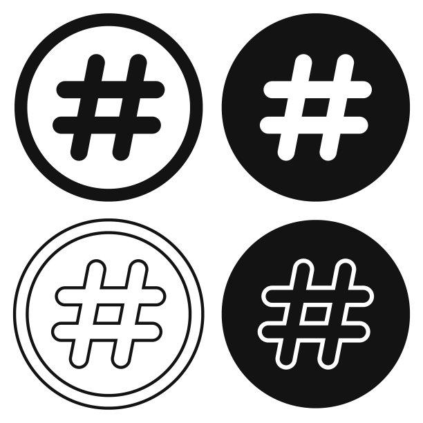 话题标签扁平风格图标形状。社交媒体Logo符号标志。话题标签Feed按钮。矢量图。白色背景隔离图片下载