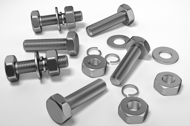 螺栓，螺母，垫圈，种植者。三维渲染图片下载