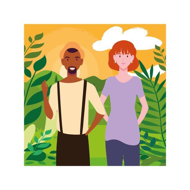 几位有背景风景的人图片下载