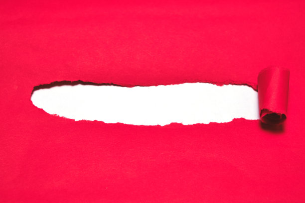 红色撕纸封面，白色背景。图片下载