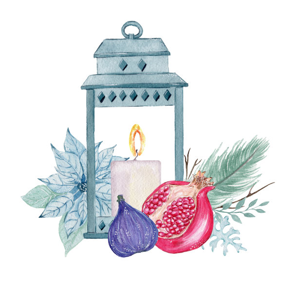 水彩圣诞插画与冷杉树枝，节日花和装饰品。圣诞贺卡。冬天的设计。圣诞快乐。新年快乐。图片下载