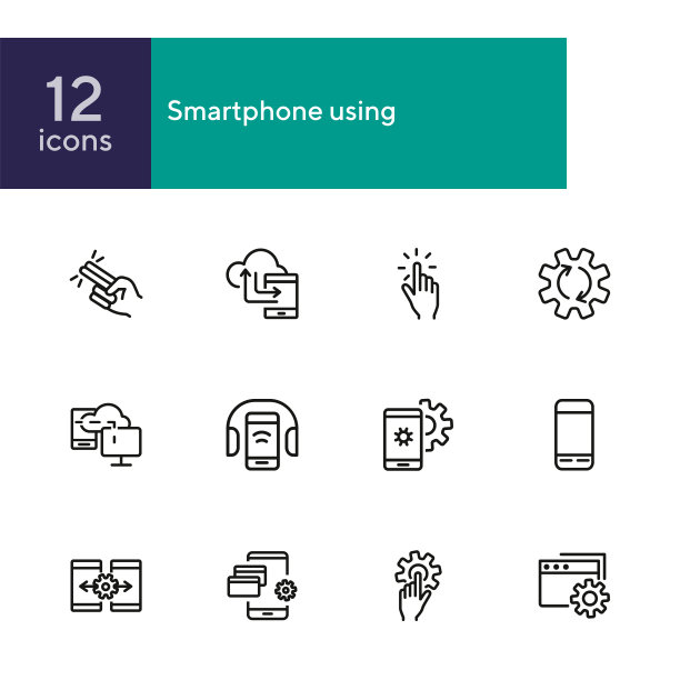 智能手机使用线图标设置图片下载