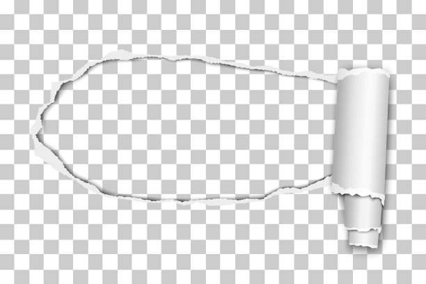 矢量长方形从左到右的抽孔在透明的纸与纸卷曲。纸模型。图片下载