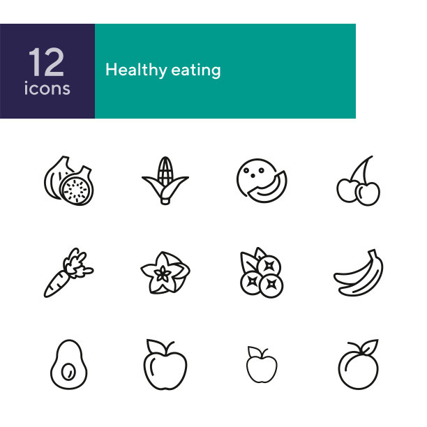 健康饮食线图标设置图片下载