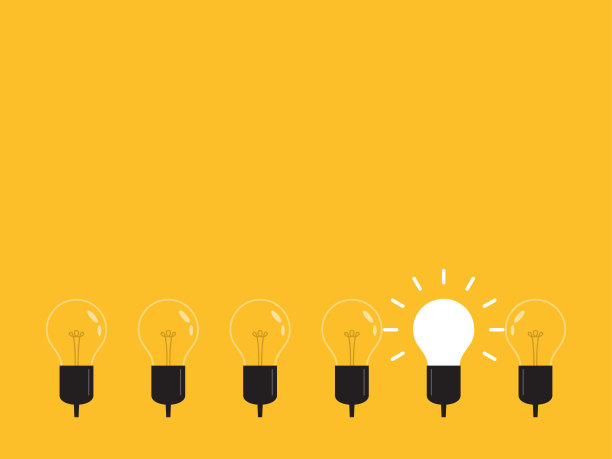 与众不同的思考，从人群中脱颖而出——灯泡的图形代表了经营理念。新观念、变化、潮流、勇气、创造性解决方案、创新和独特方式的观念。图片下载