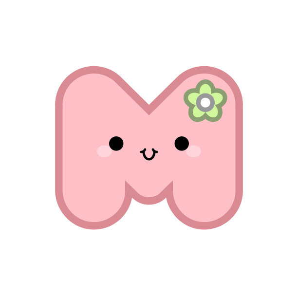 可爱的卡通字母M笑脸，眼睛和嘴巴在白色的背景。可爱的ABC设计，适用于书籍封面、海报、卡片、宝宝衣服、枕头等印刷。图片下载