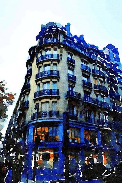 巴黎市中心一座历史建筑的正面图片下载