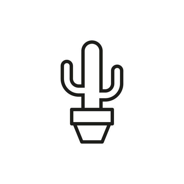 简单的仙人掌线图标。图片下载