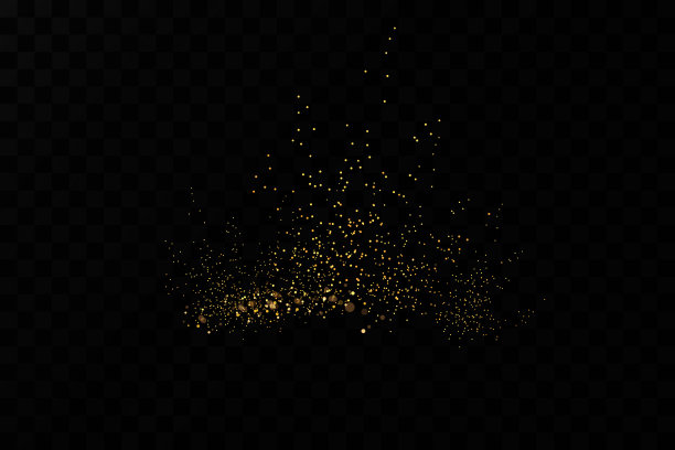 一组金色的灯光效果。闪烁的目光。明亮的光线。发光的线。矢量插图。圣诞节的闪光。灰尘。图片下载