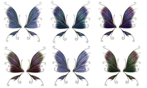 成套的仙女翅膀孤立在白色，3d渲染。图片下载