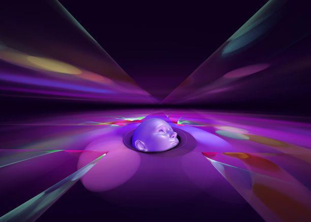 透视中的抽象超现实现代插画——人与现代艺术的概念。图片下载