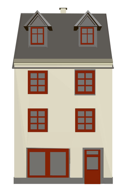 住宅的三层房子。平的风格。前视图。矢量图图片下载