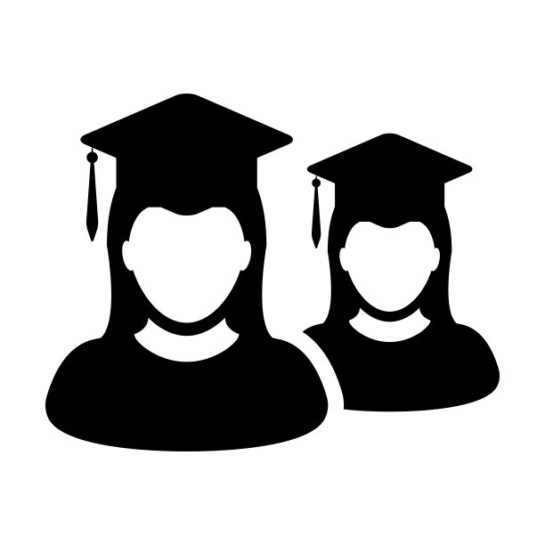 学术图标向量女性组学生的人的档案头像与灰浆板帽子象征学校，学院和大学学位在平面颜色象形文字象形图片下载