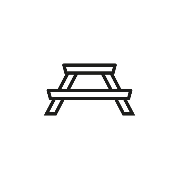 简单的野餐桌线图标。图片下载